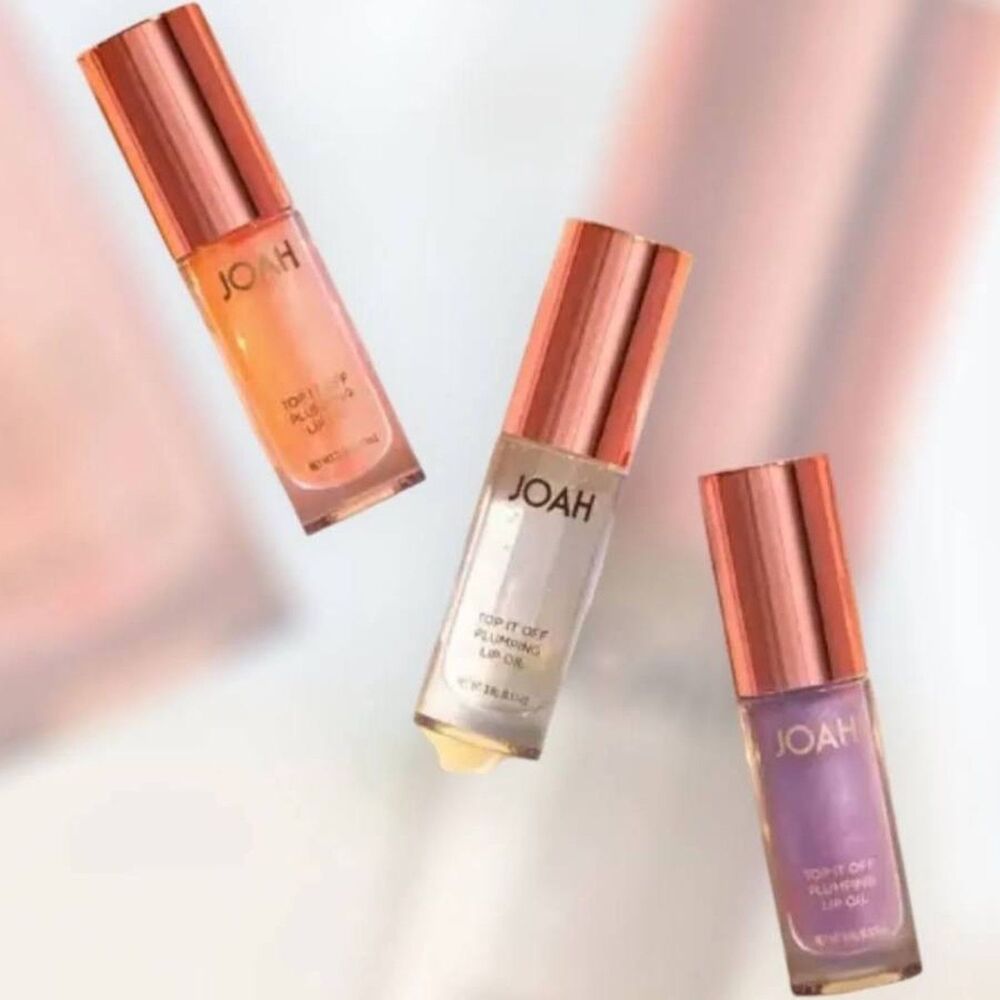 NIB JOAH 3 Bottles of Top It Off Plumping Lip Oil in Bubbly and Bellini